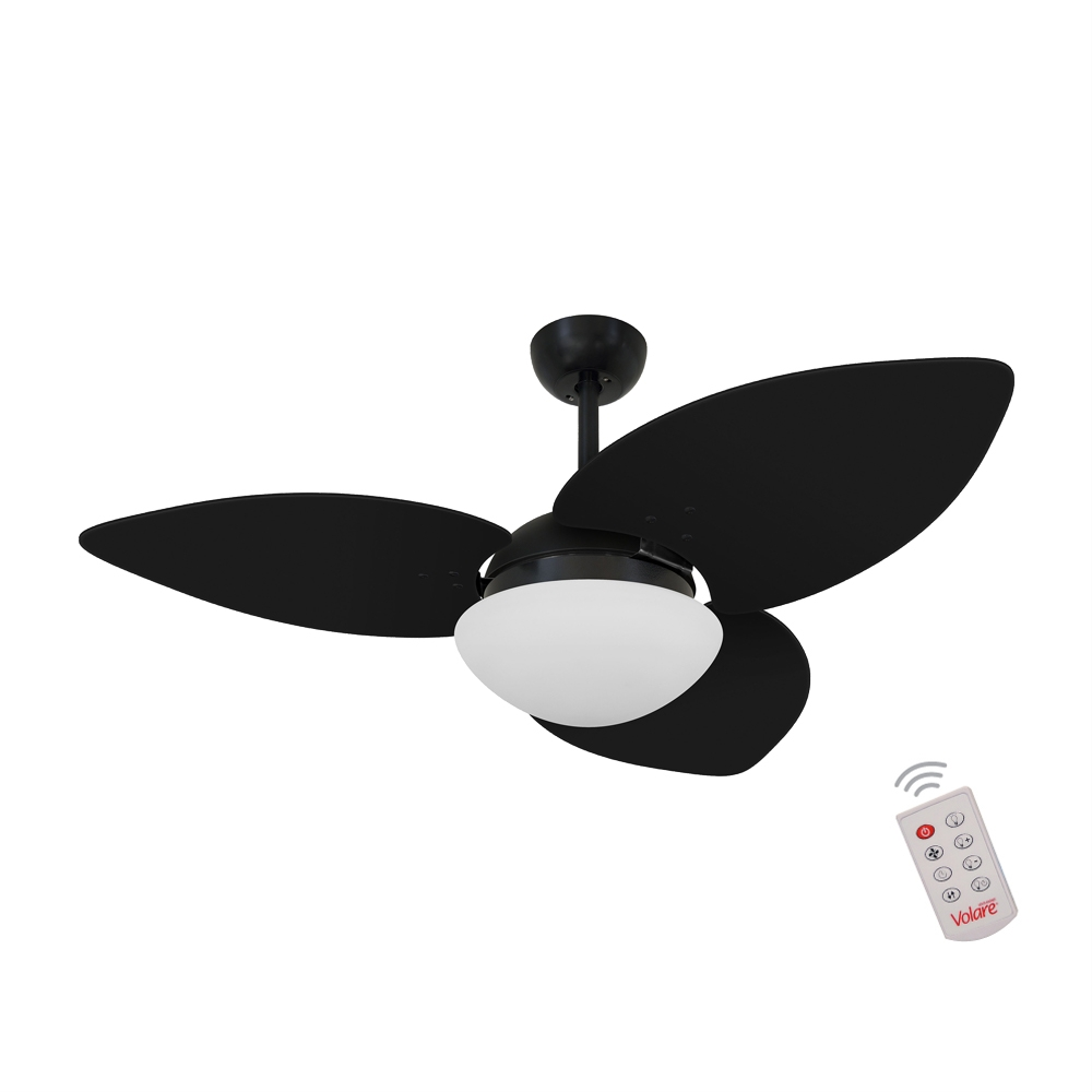 Ventilador de Teto Kovalski Nero 3 Pás Preto 127V com Controle