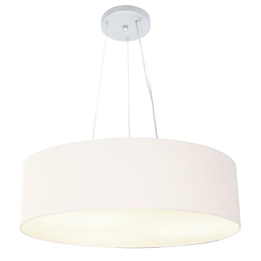 Pendente Cilíndrico Md-4136 Cúpula em Tecido 80x15cm Branco - Bivolt