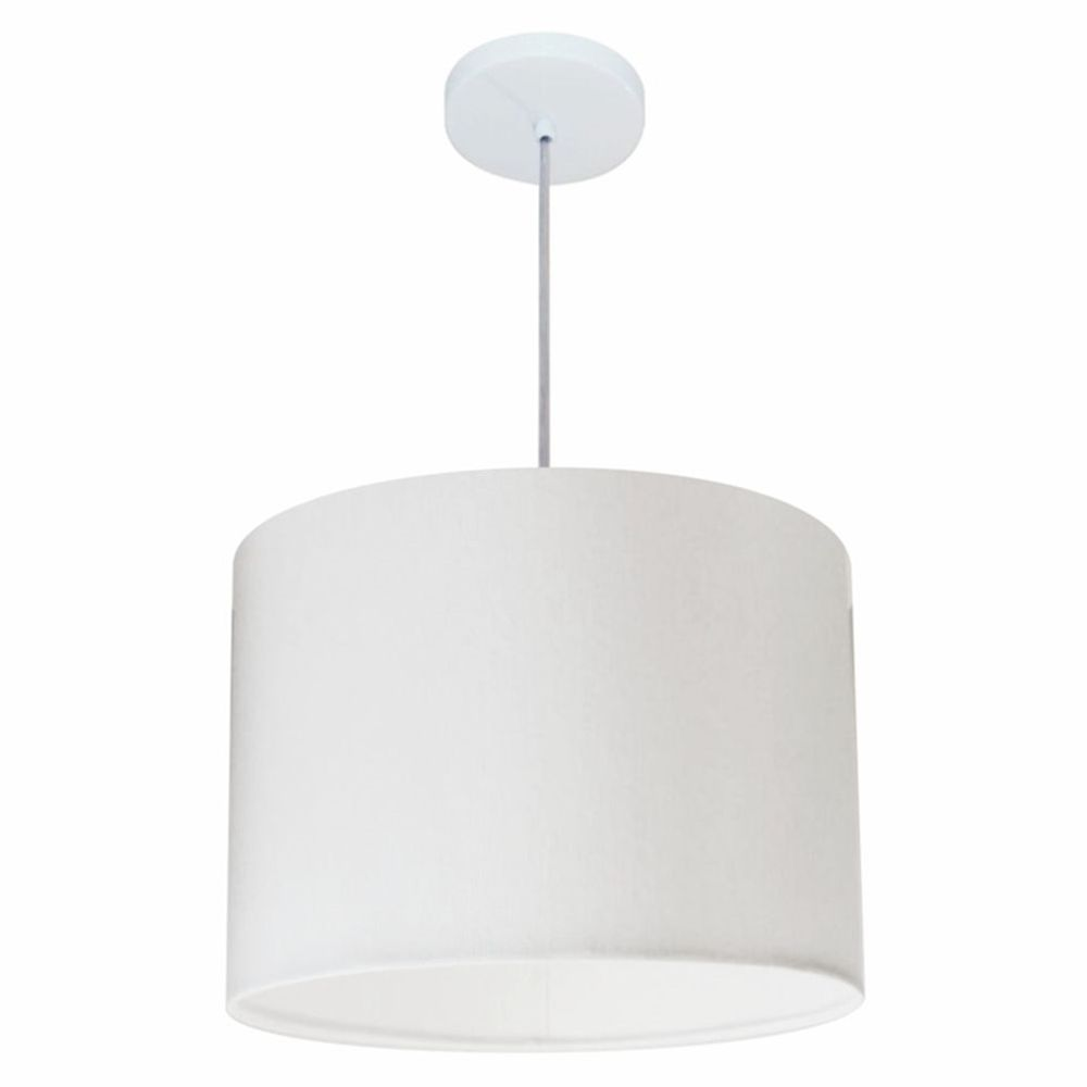 Pendente Cilíndrico Md-4146 Cúpula em Tecido 40x30cm Branco - Bivolt