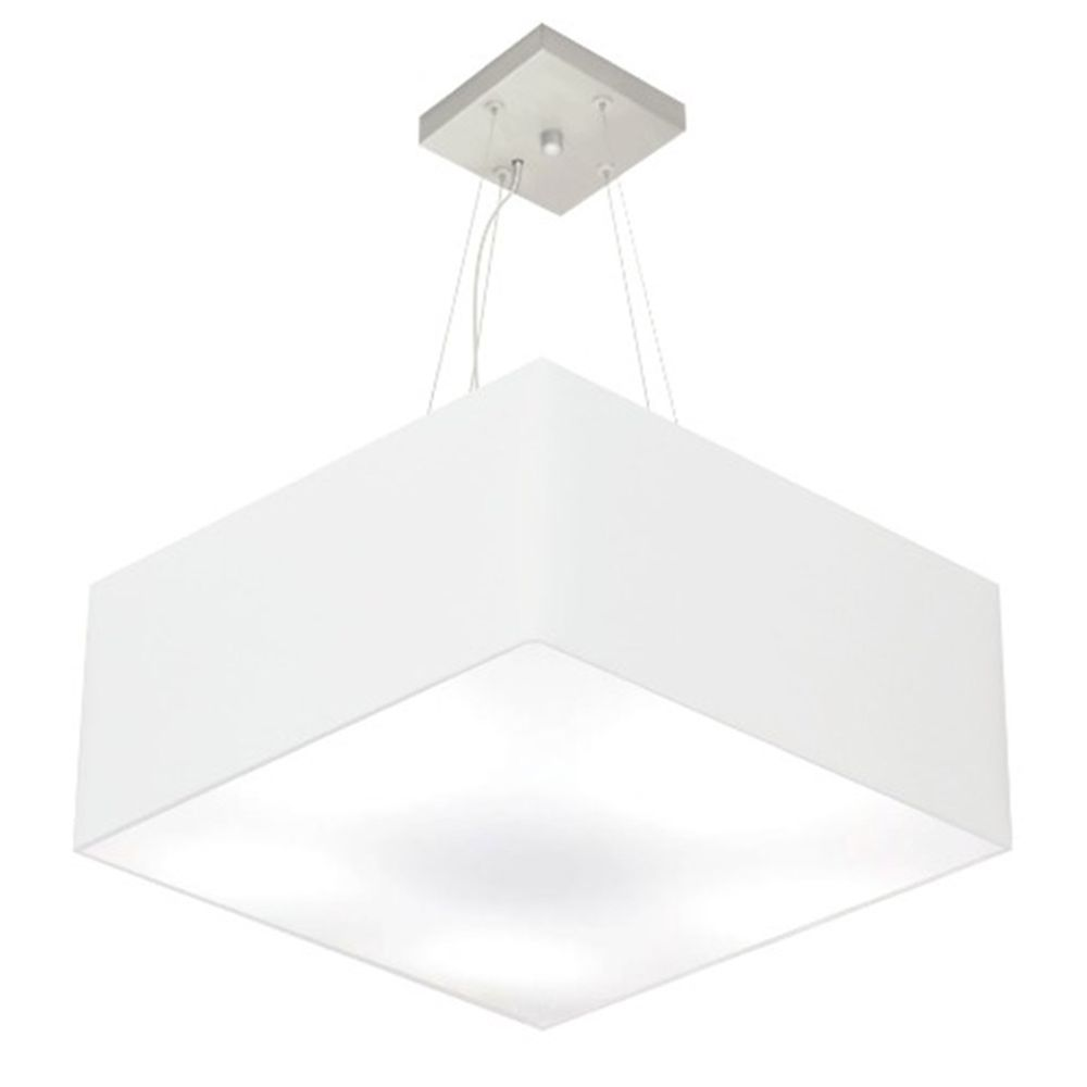 Pendente Quadrado Md-4071 Cúpula em Tecido 30-70x70cm Branco - Bivolt