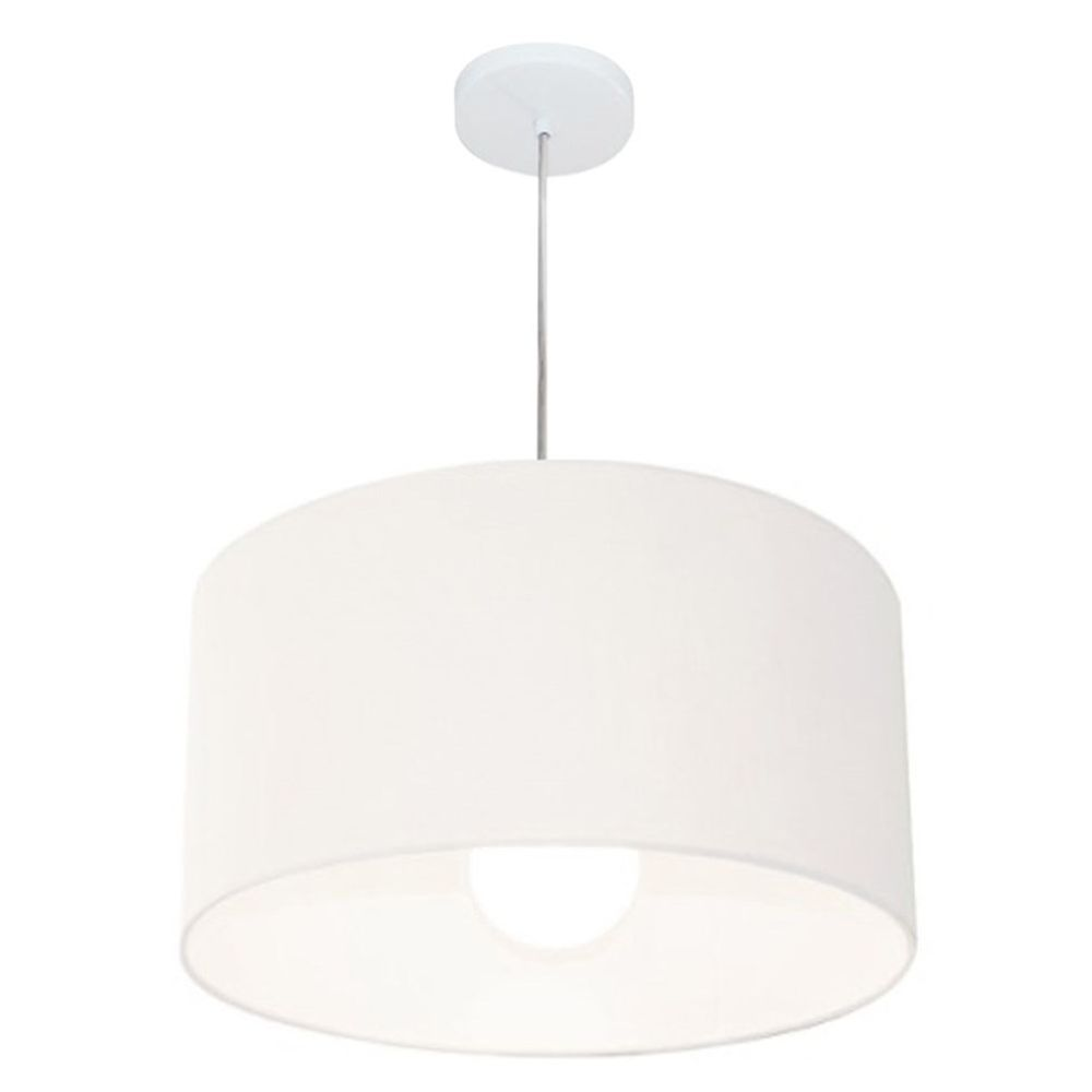 Pendente Cilíndrico Md-4205 Cúpula em Tecido 45x30cm Branco - Bivolt