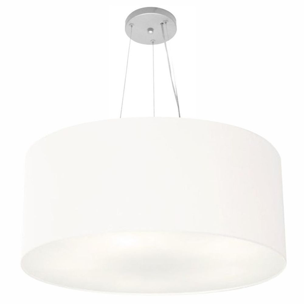 Pendente Cilíndrico Md-4074 Cúpula em Tecido 60x30cm Branco - Bivolt