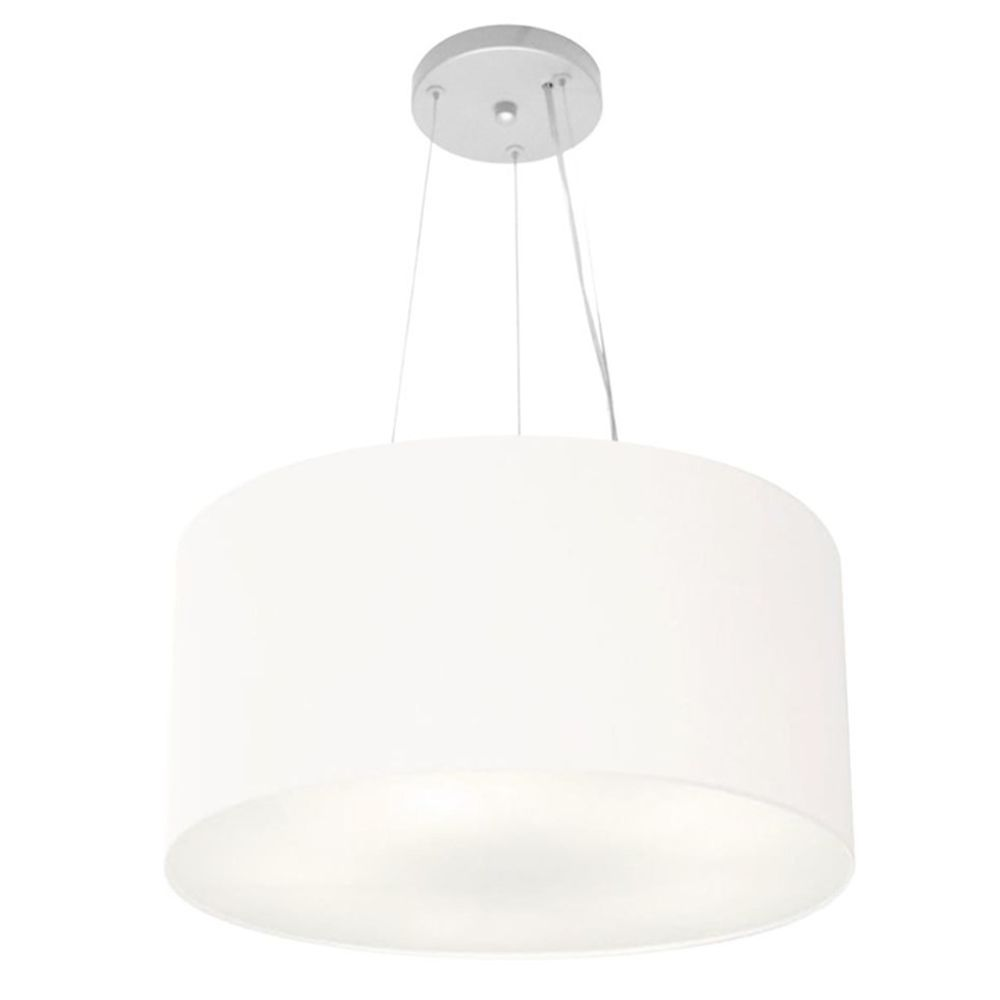 Pendente Cilíndrico Md-4185 Cúpula em Tecido 45x21cm Branco - Bivolt