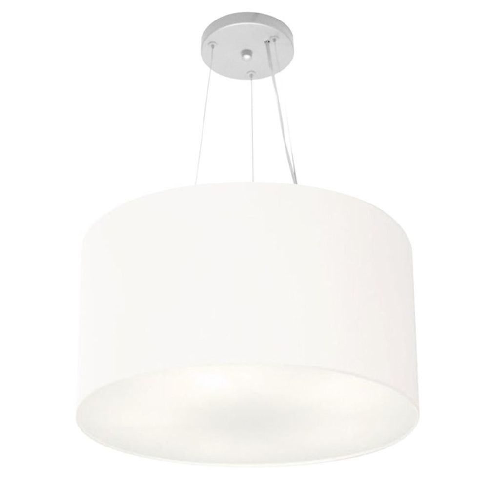 Pendente Cilíndrico Md-4187 Cúpula em Tecido 45x30cm Branco - Bivolt