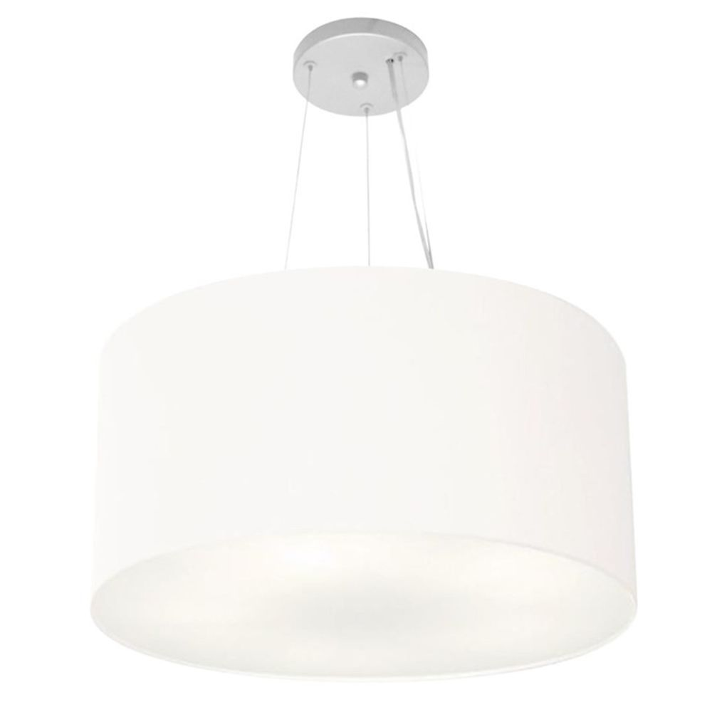 Pendente Cilíndrico Md-4189 Cúpula em Tecido 50x30cm Branco - Bivolt