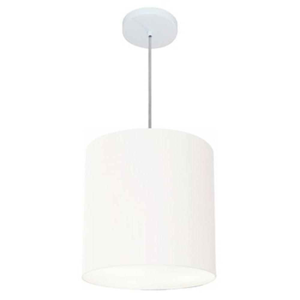 Pendente Cilíndrico Md-4036 Cúpula em Tecido 30x31cm Branco - Bivolt