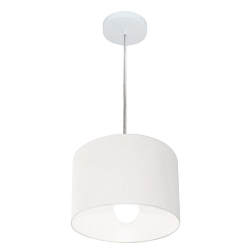 Pendente Cilíndrico Md-4201 Cúpula em Tecido 25x25cm Branco - Bivolt