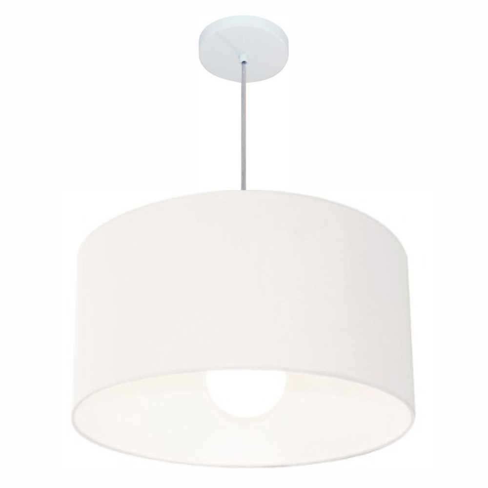 Pendente Cilíndrico Md-4069 Cúpula em Tecido 50x30cm Branco - Bivolt