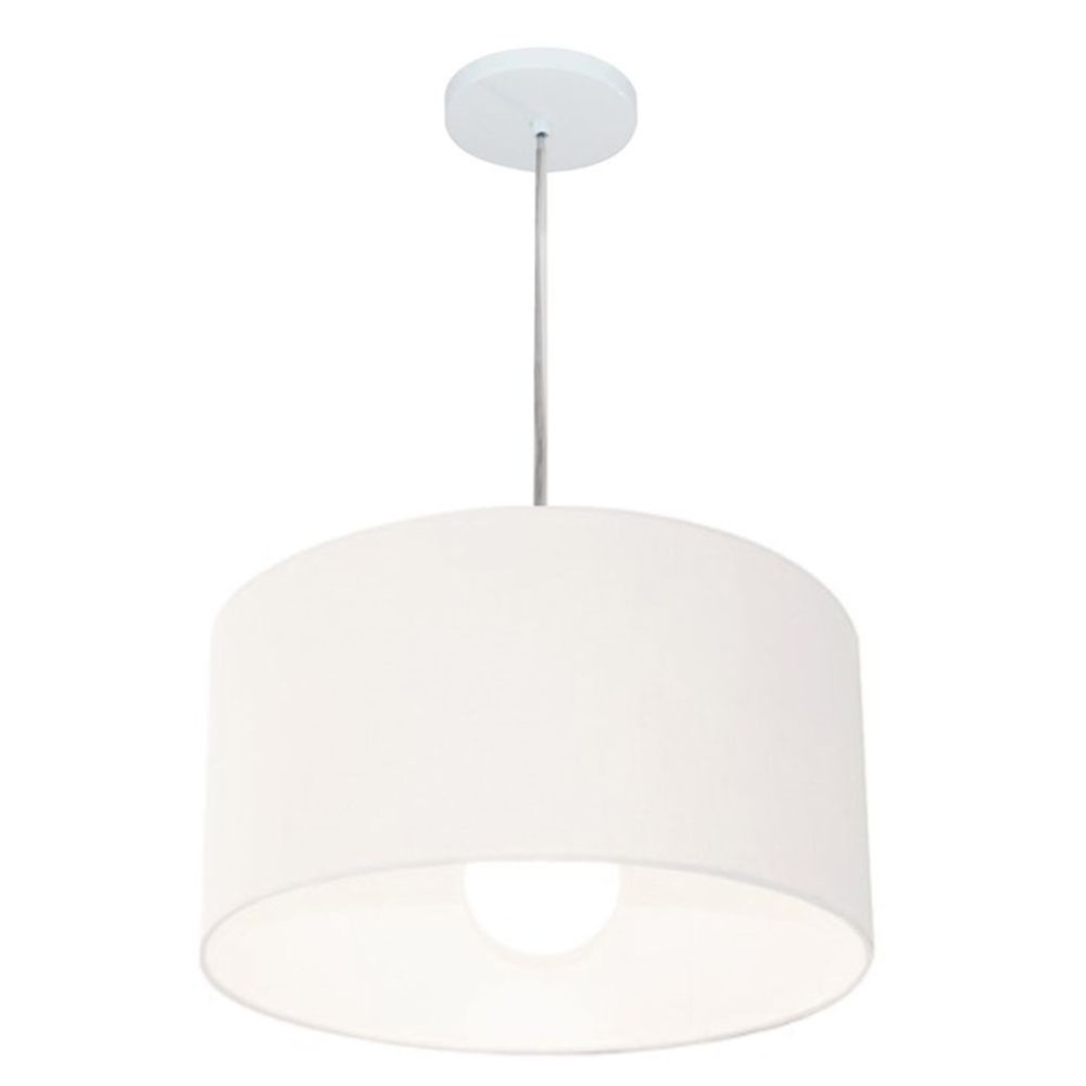 Pendente Cilíndrico Md-4202 Cúpula em Tecido 40x25cm Branco - Bivolt