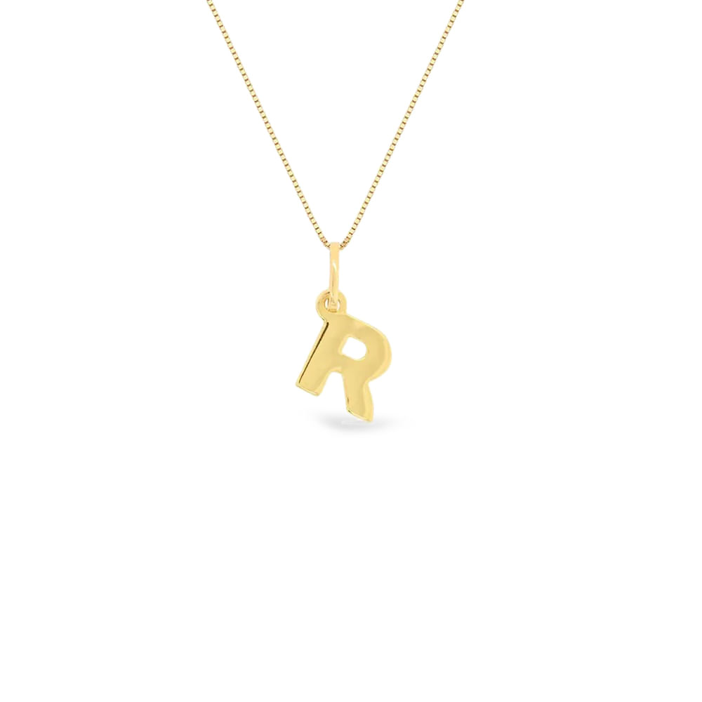 Pingente Letra R em Ouro Amarelo 18k