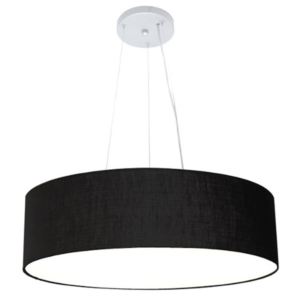 Pendente Cilíndrico Md-4136 Cúpula em Tecido 80x15cm Preto - Bivolt