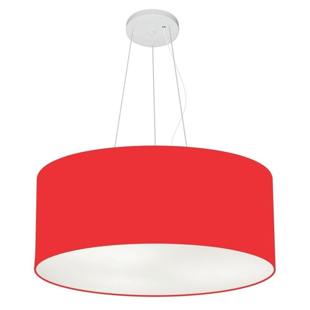 Pendente Cilíndrico Md-4047 Cúpula em Tecido 50x21cm Vermelho - Bivolt