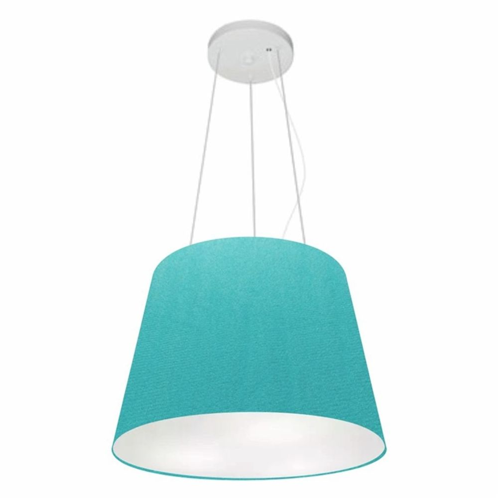 Pendente Cone Md-4152 Cúpula em Tecido 30/40x30cm Azul Turquesa - Bivolt