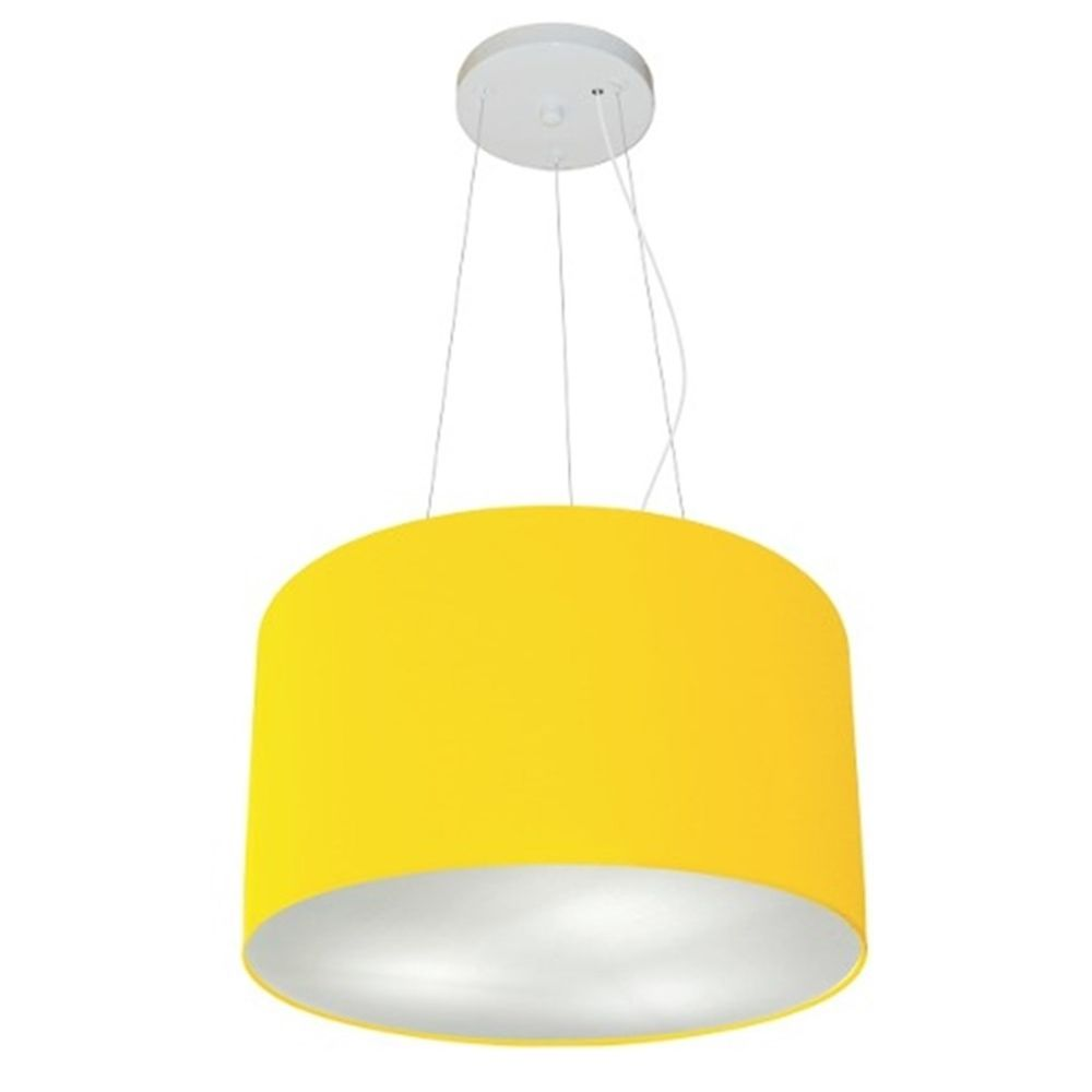 Pendente Cilíndrico Md-4009 Cúpula em Tecido 40x21cm Amarelo - Bivolt