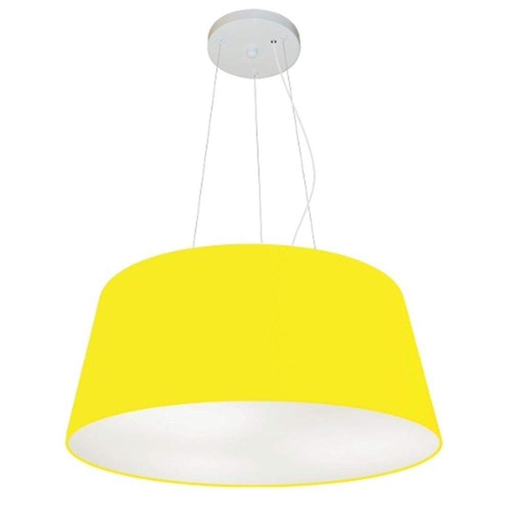 Pendente Cone Md-4048 Cúpula em Tecido 21-50x40cm Amarelo - Bivolt