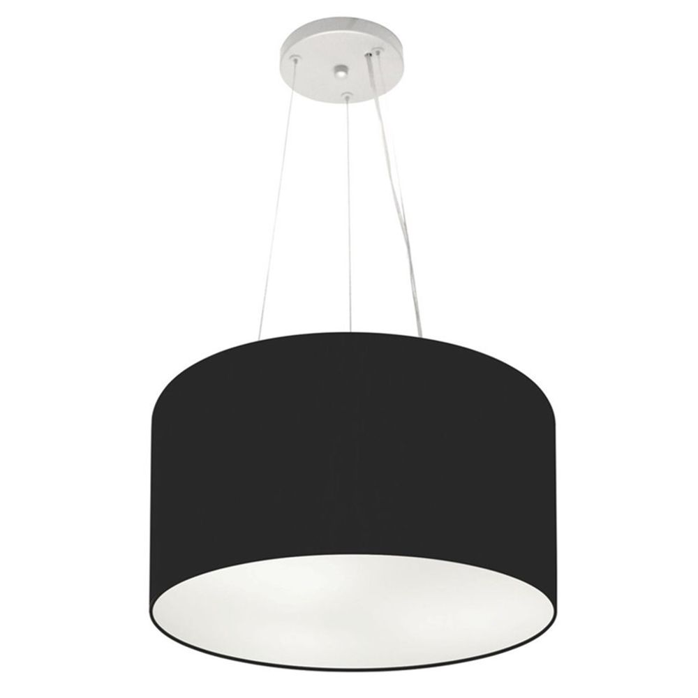 Pendente Cilíndrico Md-4009 Cúpula em Tecido 40x21cm Preto - Bivolt