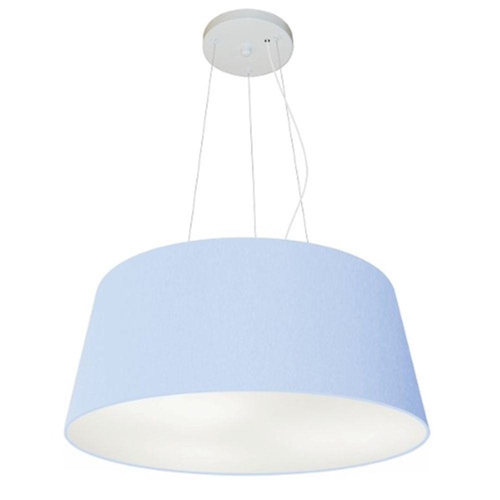 Pendente Cone Md-4048 Cúpula em Tecido 21-50x40cm Azul Bebê - Bivolt