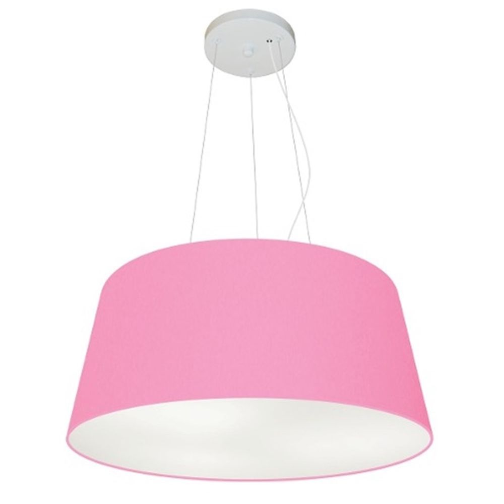 Pendente Cone Md-4048 Cúpula em Tecido 21-50x40cm Rosa Bebê - Bivolt