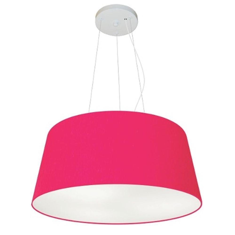 Pendente Cone Md-4048 Cúpula em Tecido 21-50x40cm Rosa Pink - Bivolt