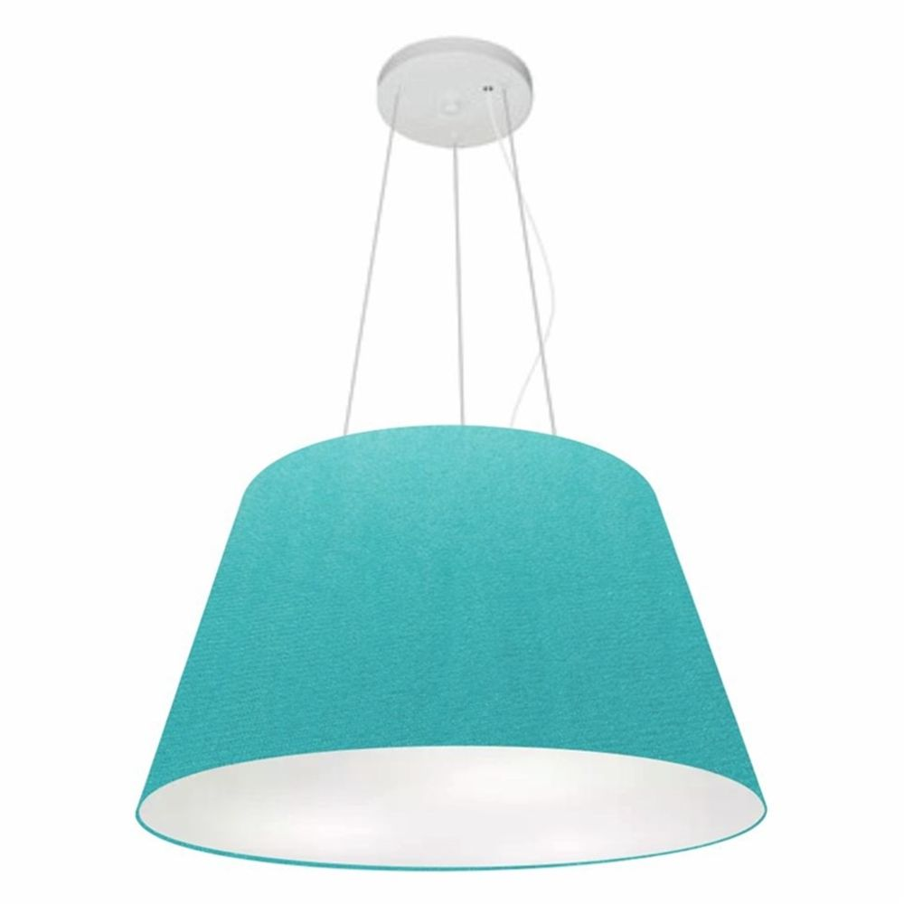 Pendente Cone Md-4141 Cúpula em Tecido 30-50x35cm Azul Turquesa - Bivolt