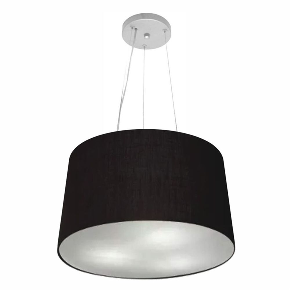 Pendente Cone Md-4153 Cúpula em Tecido 30-45x40cm Preto- Bivolt