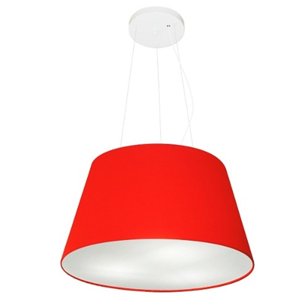 Pendente Cone Md-4001 Cúpula em Tecido 21-40x30cm Vermelho - Bivolt