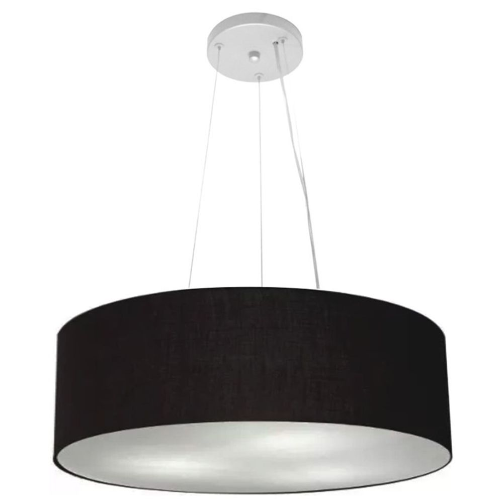 Pendente Cilíndrico Md-4134 Cúpula em Tecido 50x15cm Preto - Bivolt