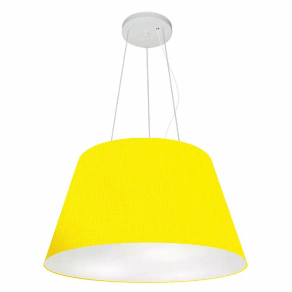 Pendente Cone Md-4141 Cúpula em Tecido 30-50x35cm Amarelo - Bivolt