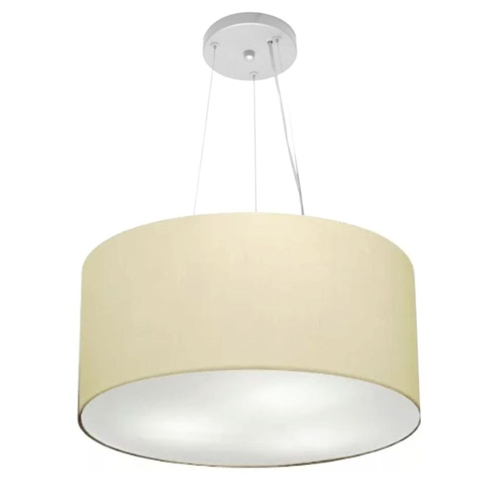 Pendente Cilíndrico Md-4185 Cúpula em Tecido 45x21cm Algodão Crú - Bivolt