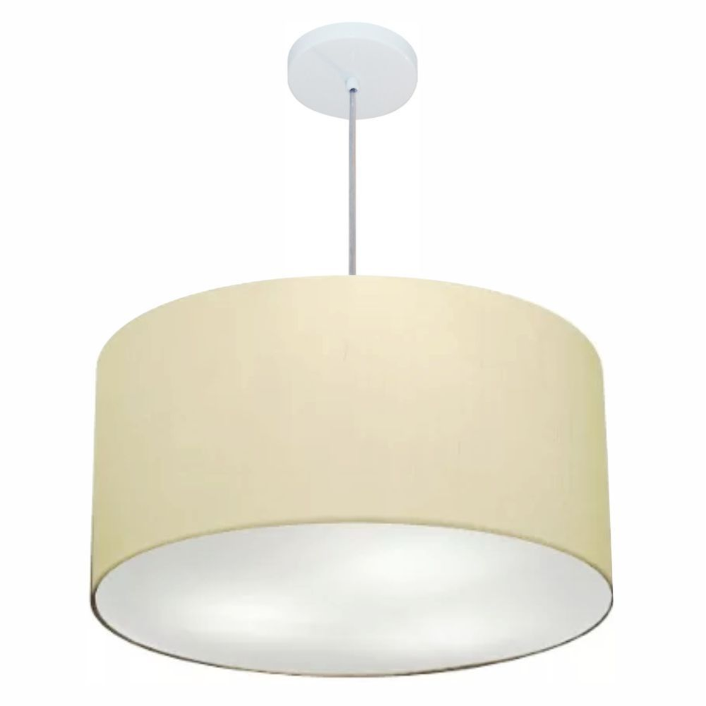 Pendente Cilíndrico Md-4080 Cúpula em Tecido 60x30cm Algodão Crú - Bivolt