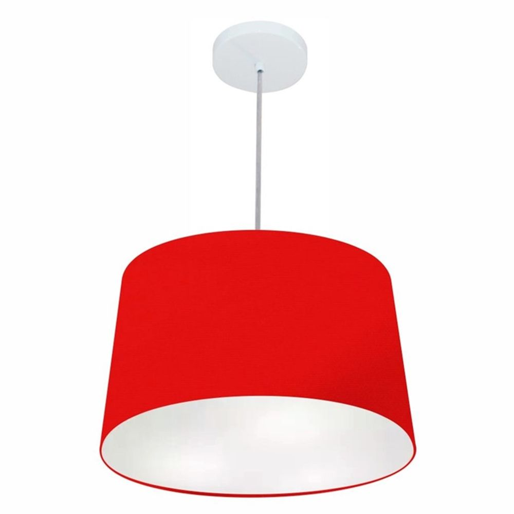 Pendente Cone Md-4156 Cúpula em Tecido 30/45x40cm Vermelho - Bivolt