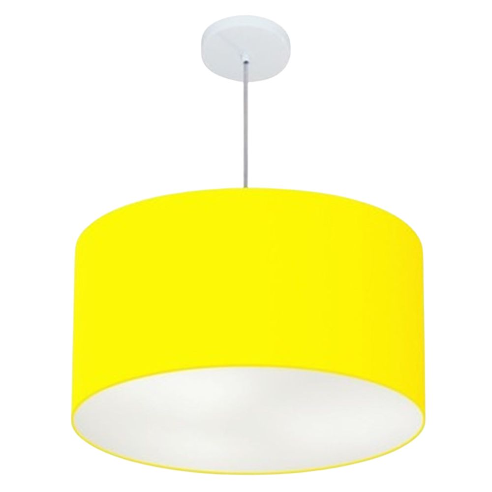 Pendente Cilíndrico Md-4101 Cúpula em Tecido 60x30cm Amarelo - Bivolt