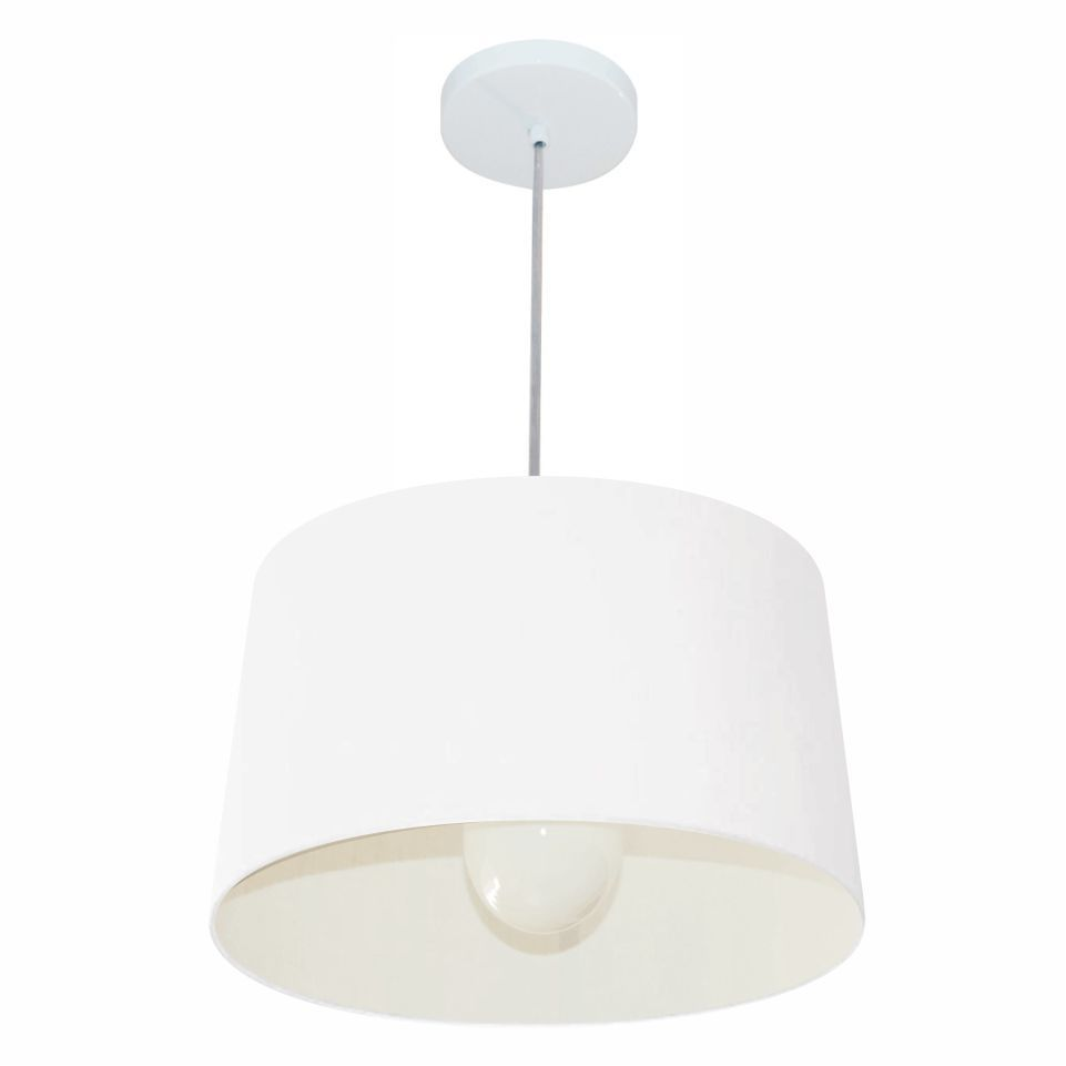 Pendente Cone Md-4241 Cúpula em Tecido 30/45x40cm Branco - Bivolt