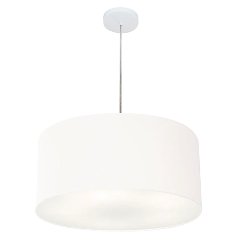 Pendente Cilíndrico Md-4220 Cúpula em Tecido 55x30cm Branco - Bivolt