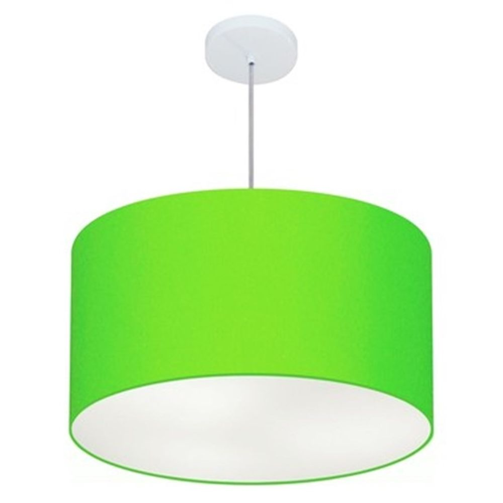 Pendente Cilíndrico Md-4101 Cúpula em Tecido 60x30cm Verde Limão - Bivolt