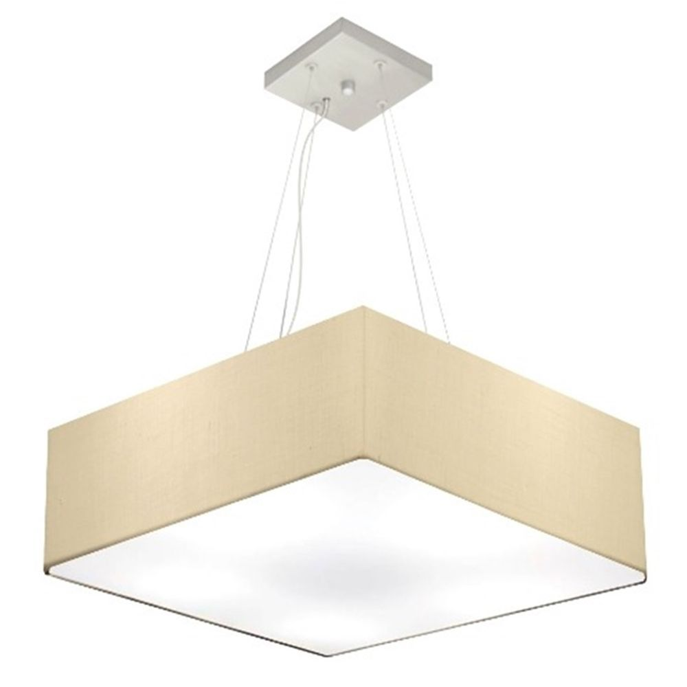 Pendente Quadrado Md-4032 Cúpula em Tecido 15-50x50cm Algodão Crú - Bivolt