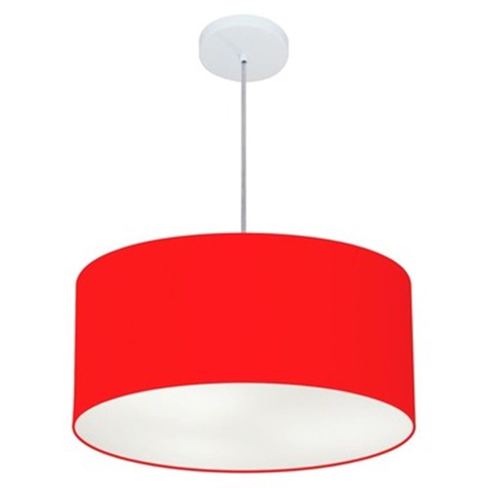 Pendente Cilíndrico Md-4049 Cúpula em Tecido 50x21cm Vermelho - Bivolt