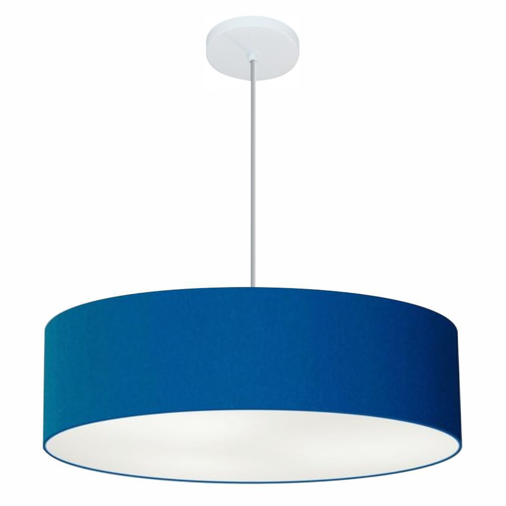 Pendente Cilíndrico Md-4221 Cúpula em Tecido 60x15cm Azul Marinho - Bivolt