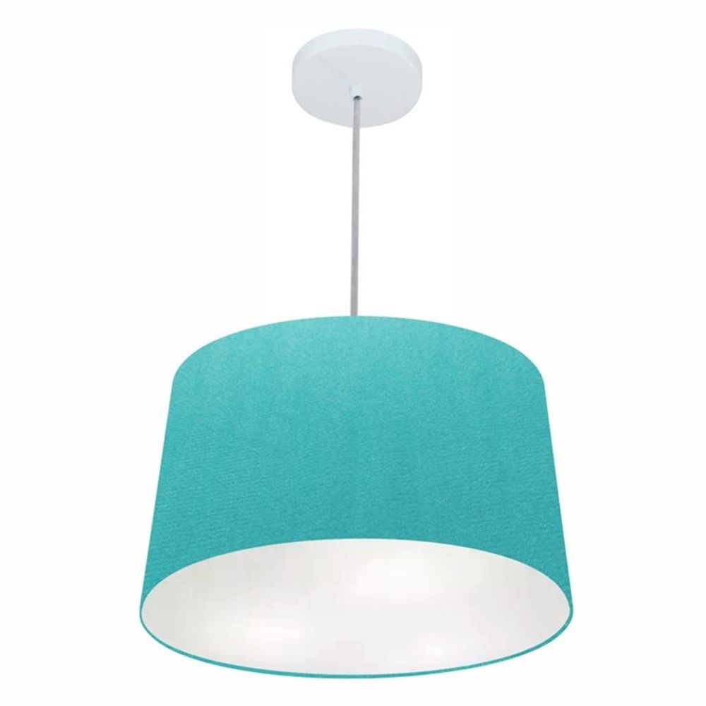 Pendente Cone Md-4156 Cúpula em Tecido 30/45x40cm Azul Turquesa - Bivolt