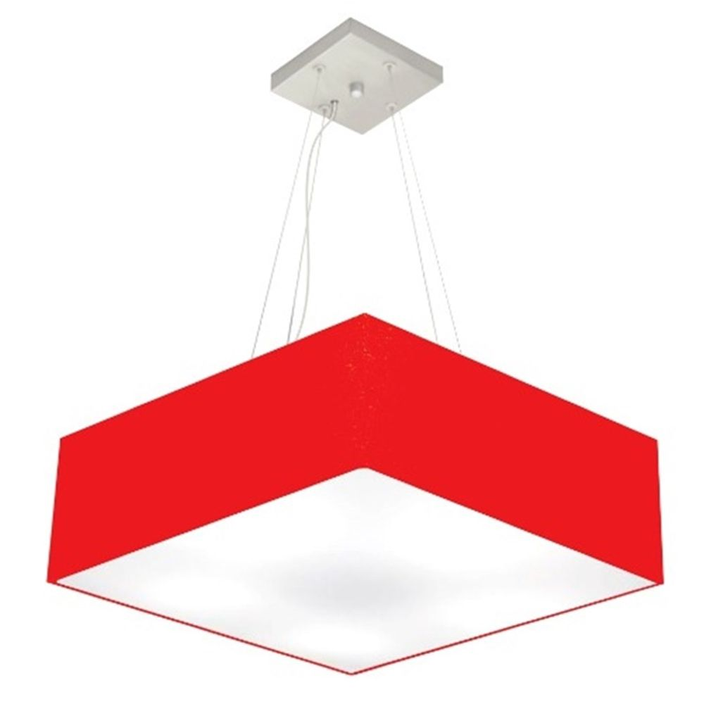 Pendente Quadrado Md-4137 Cúpula em Tecido 15-70x70cm Vermelho - Bivolt