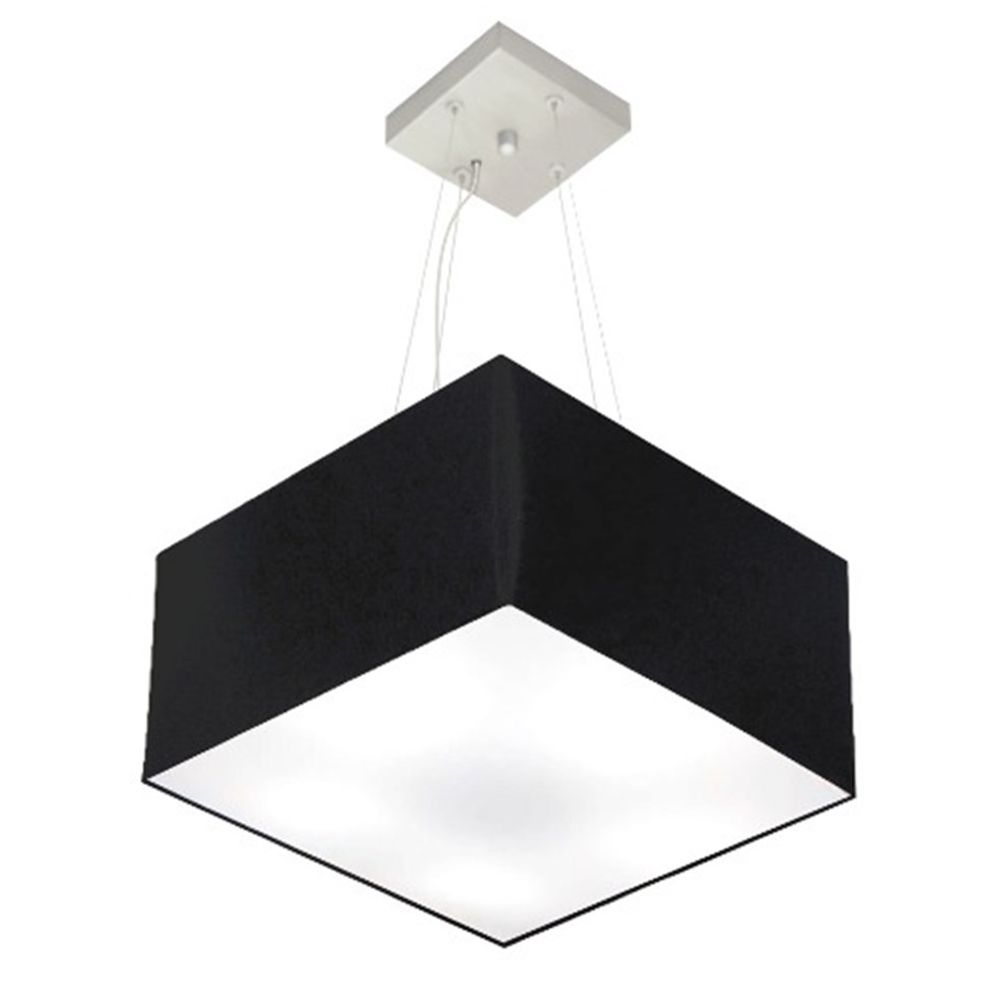 Pendente Quadrado Md-4005 Cúpula em Tecido 21-35x35cm Preto - Bivolt