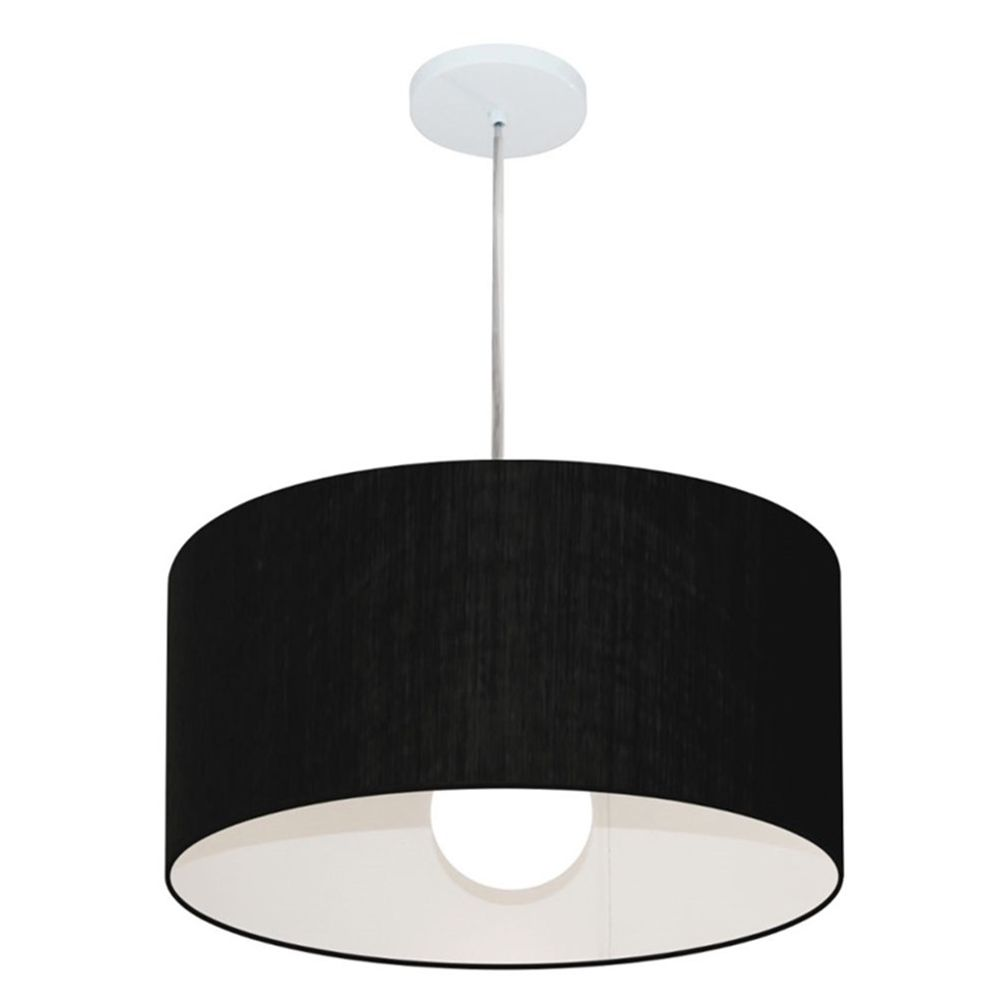 Pendente Cilíndrico Md-4203 Cúpula em Tecido 45x21cm Preto - Bivolt