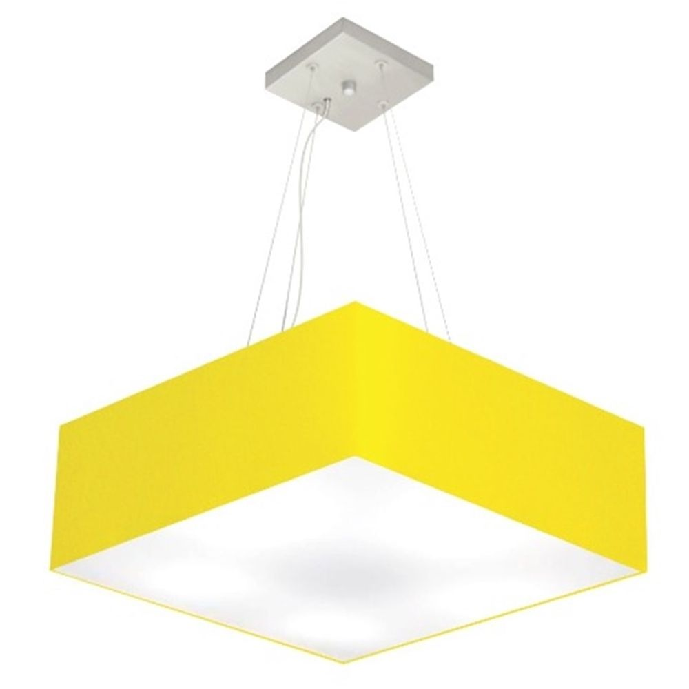 Pendente Quadrado Md-4032 Cúpula em Tecido 15-50x50cm Amarelo - Bivolt