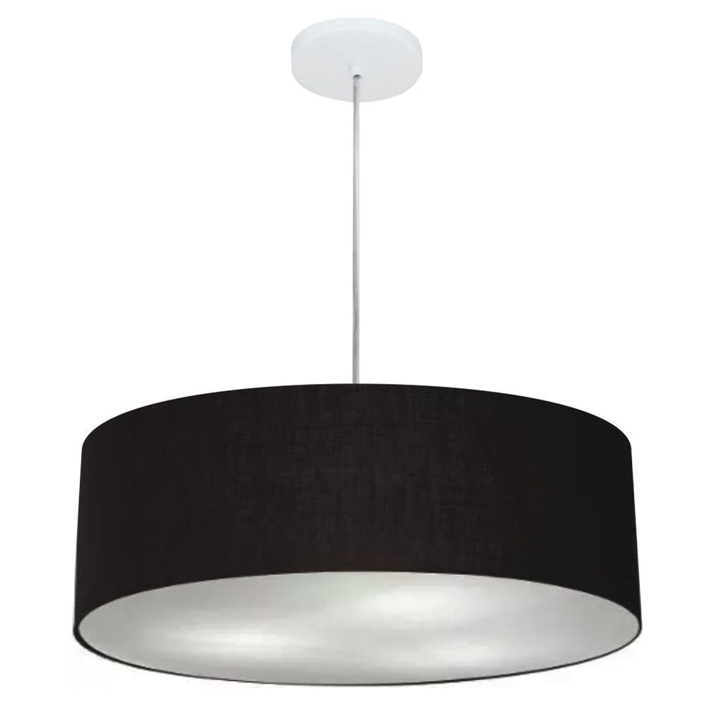 Pendente Cilíndrico Md-4218 Cúpula em Tecido 55x15cm Preto - Bivolt