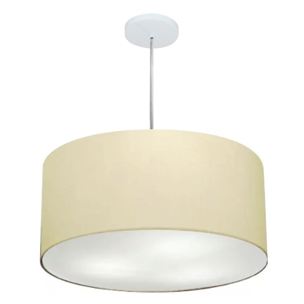 Pendente Cilíndrico Md-4214 Cúpula em Tecido 55x25cm Algodão Crú - Bivolt