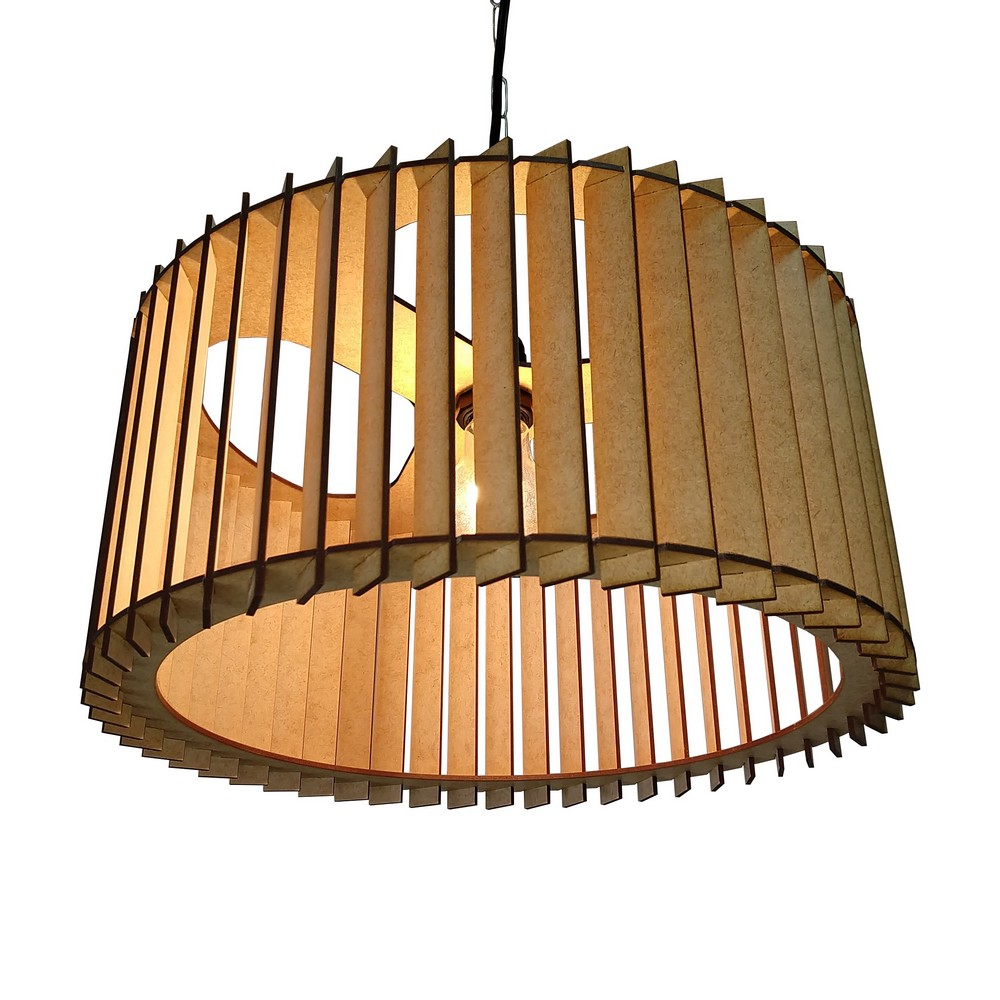 Lustre Luminária Pendente de Madeira MDF Mod. Paris GD Inclinado