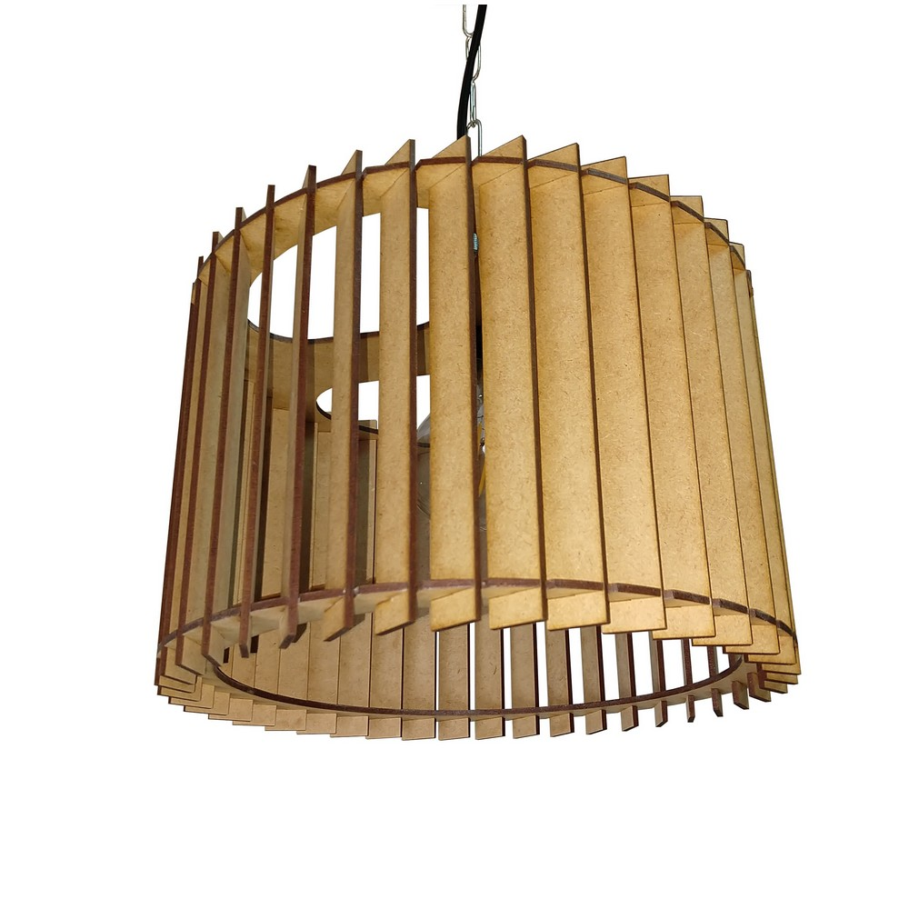 Lustre Luminária Pendente de Madeira MDF Mod. Paris Pq Inclinado