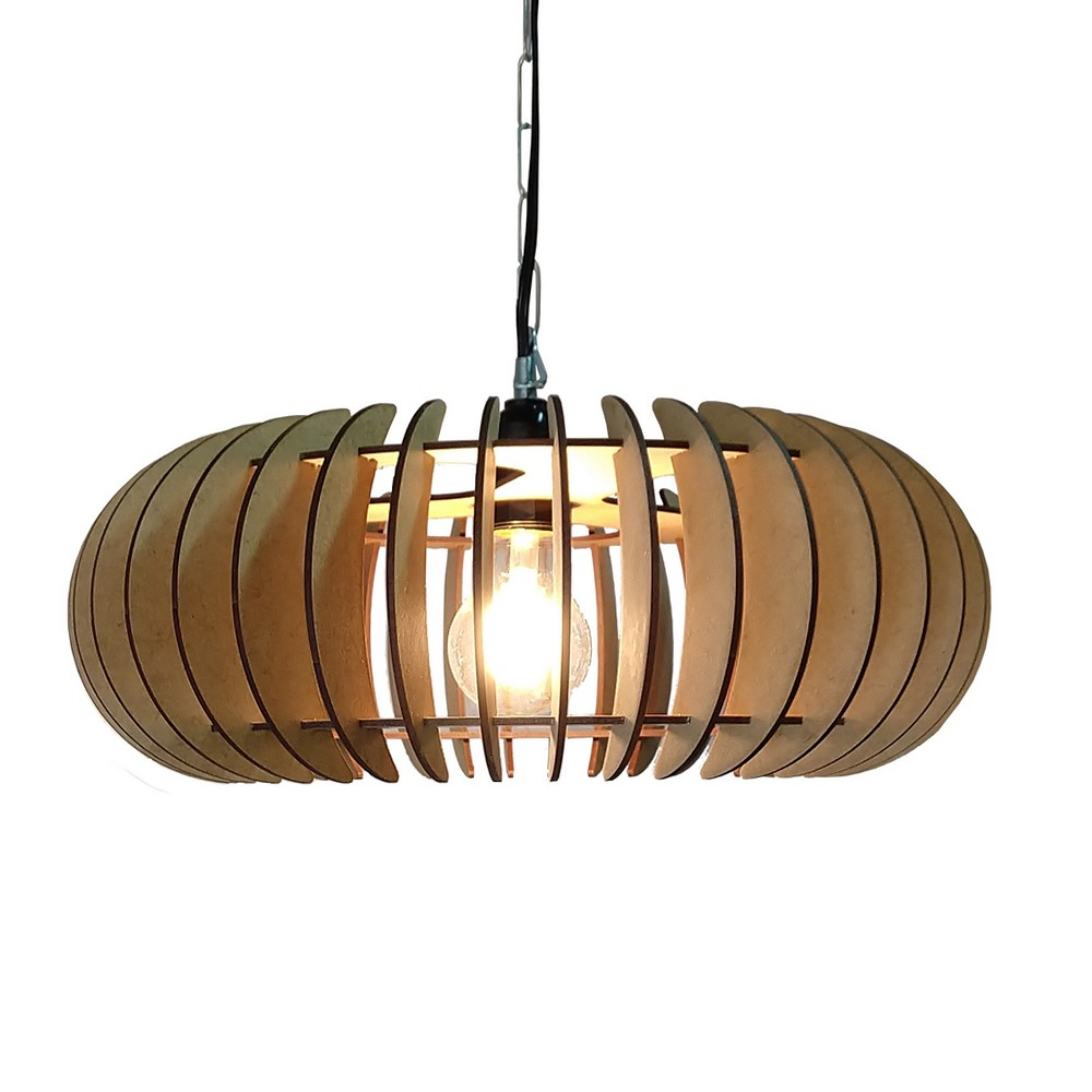 Lustre Luminária Pendente de Madeira MDF Mod. Sophia GD Reto