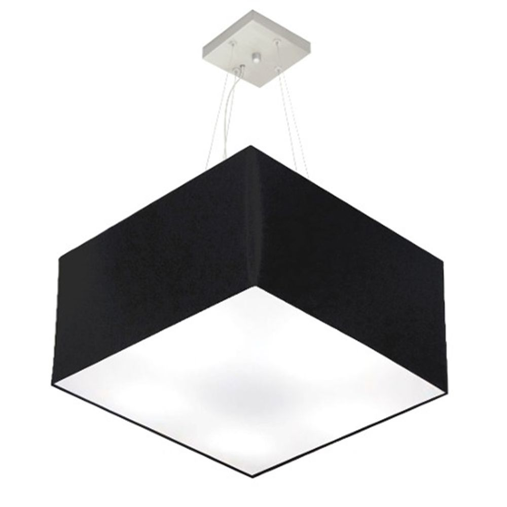 Pendente Quadrado Md-4075 Cúpula em Tecido 30-50x50cm Preto - Bivolt