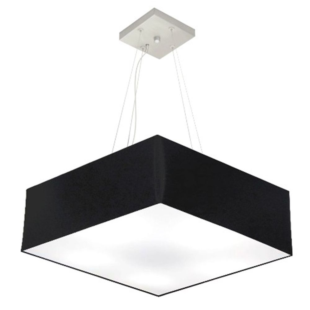 Pendente Quadrado Md-4032 Cúpula em Tecido 15-50x50cm Preto - Bivolt